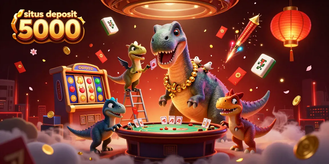 Experience excitement at situs deposit 5000, showcasing slot reels, vibrant gameplay, and a fun atmosphere.