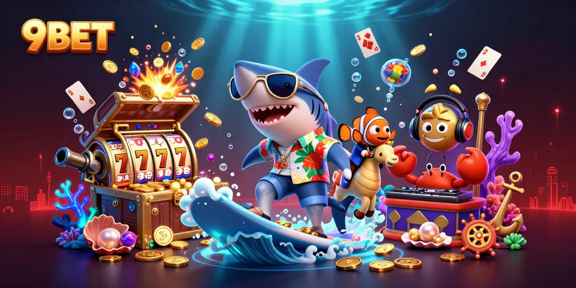 Experience the thrill of winning with 9BET in a vibrant animated casino scene.