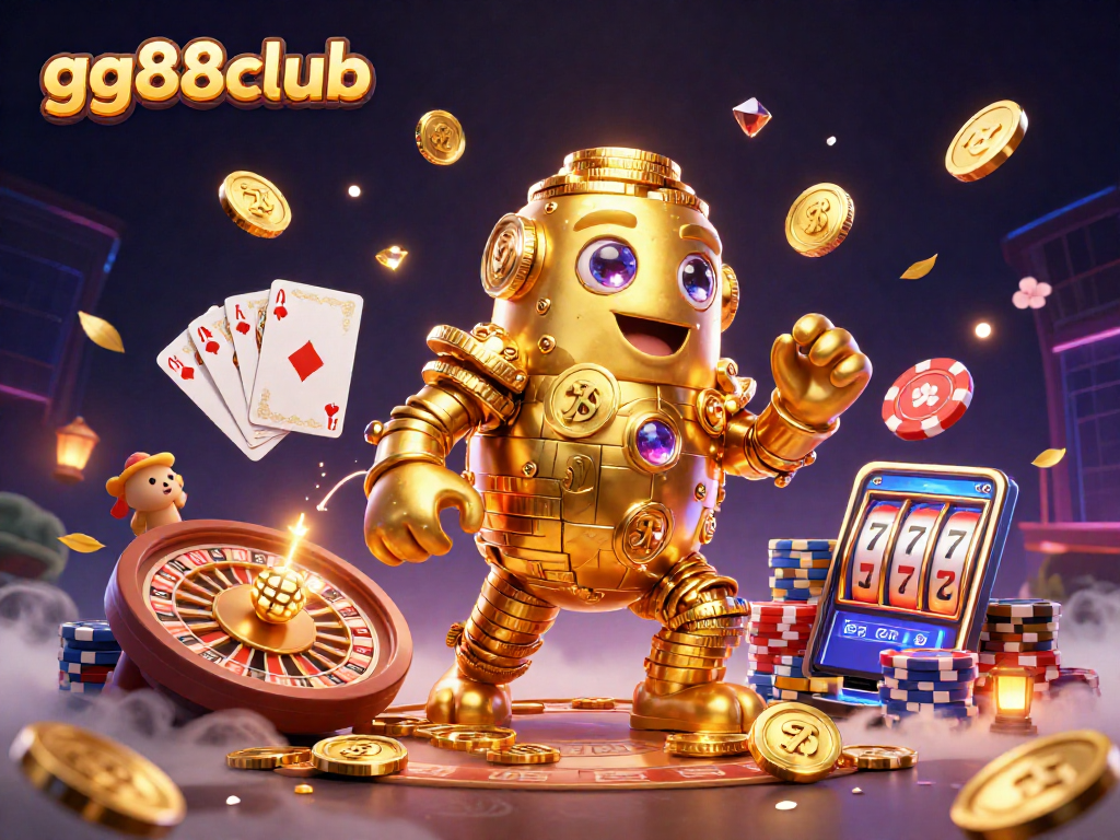Experience the excitement of gg88club with dynamic casino elements and a golden golem.