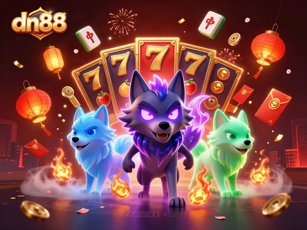 Engage in thrilling gameplay with dn88 at this vibrant online casino scene featuring iconic slot elements.