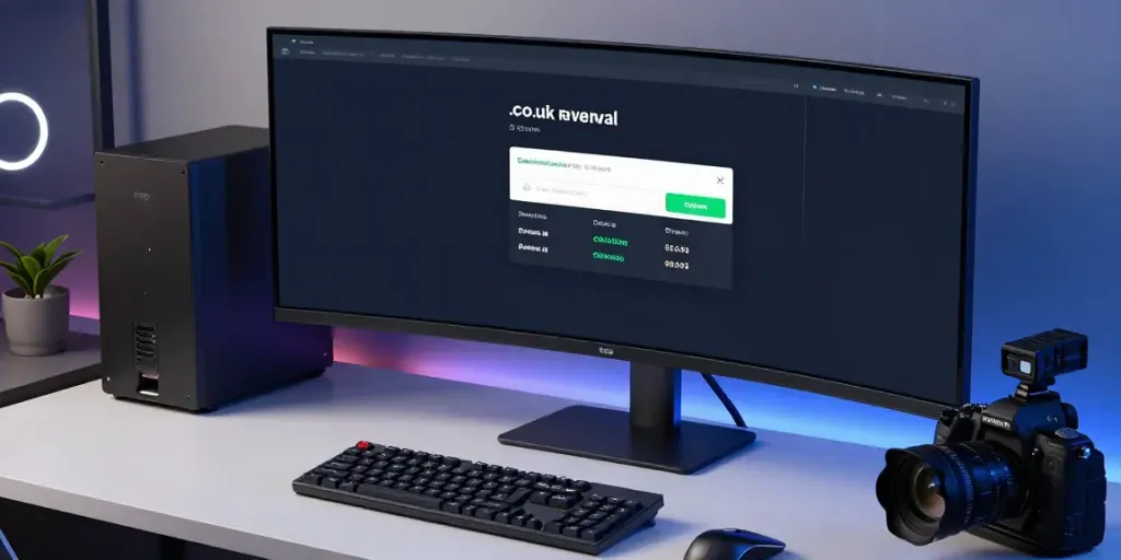 .co.uk renewal price information displayed on advanced tech devices in a modern workspace.
