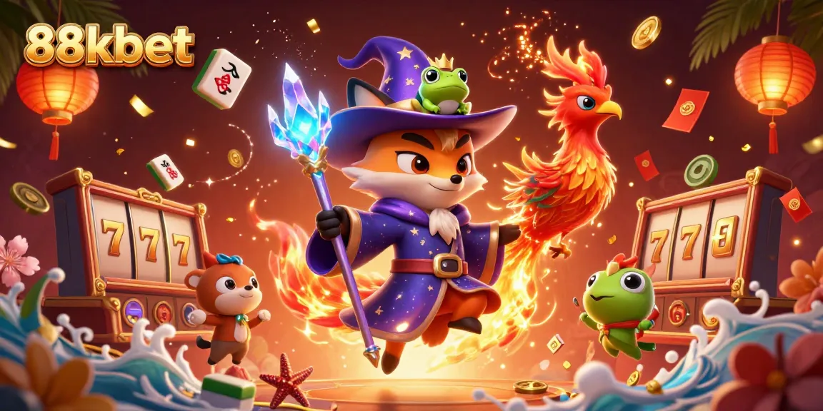 Experience the excitement of 88kbet with a vibrant casino scene featuring magical characters and game elements.