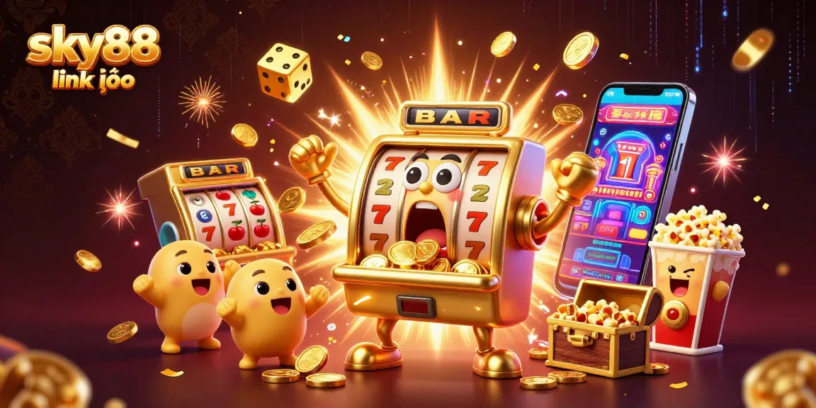 Experience excitement with sky88 link vào as animated slot machines celebrate jackpots.