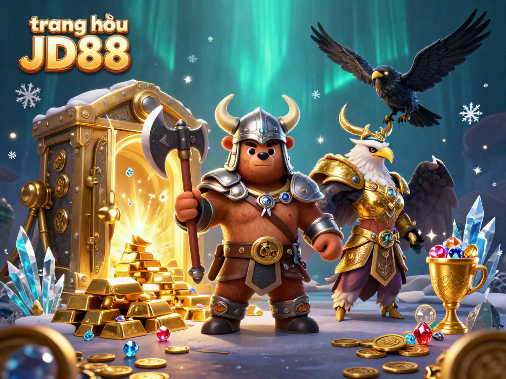 Experience vibrant gaming action at trang chủ JD88 with a dynamic 3D casino scene.
