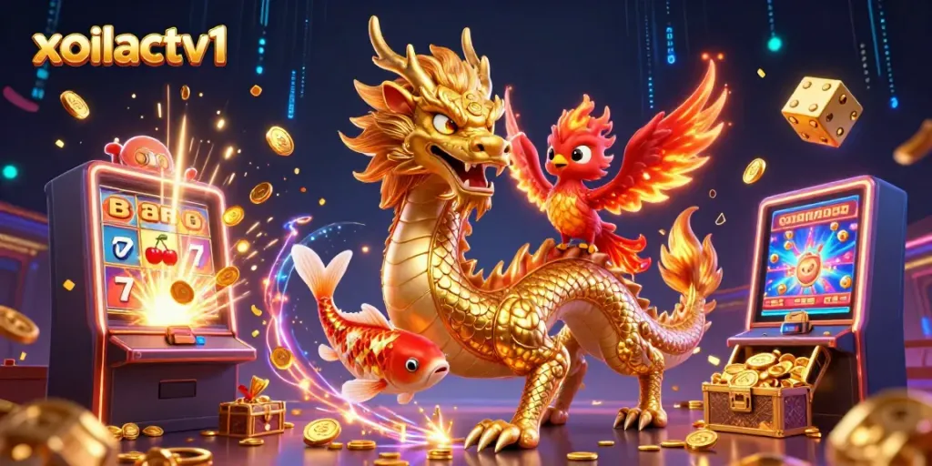 Experience the luck of xoilactv1 with golden creatures and dynamic jackpot excitement in a breathtaking 3D scene.