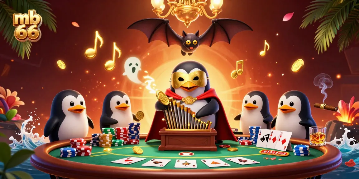 Engage in thrilling gameplay at mb 66 with a vibrant 3D casino scene showcasing poker and golden coins.