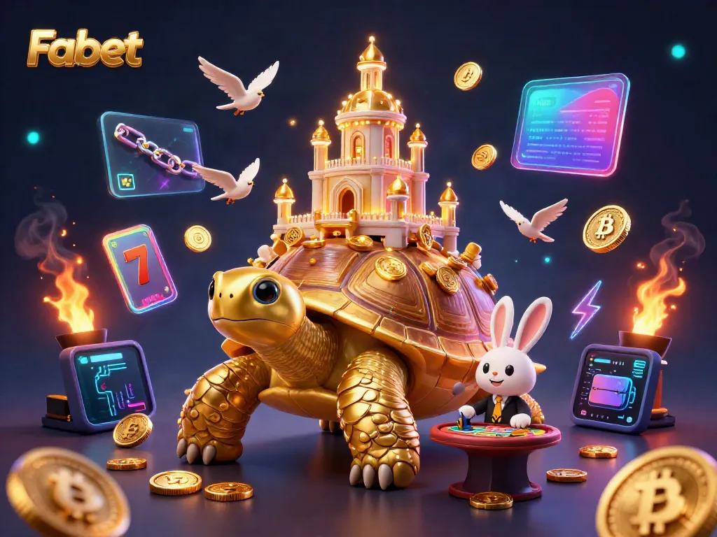 Experience thrill and excitement at Fabet's 3D casino with vibrant golden tortoises and engaging gameplay.