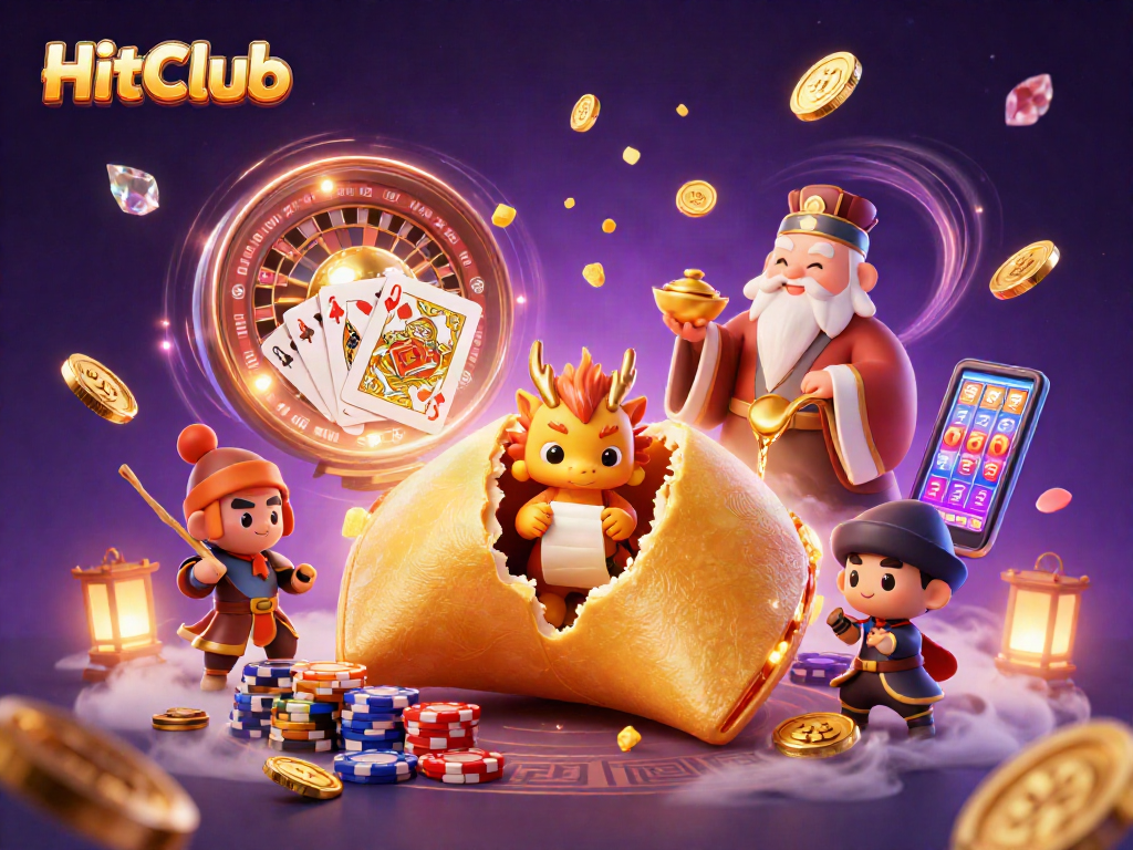 Experience the thrilling HitClub gaming adventures with golden elements and dynamic casino visuals.