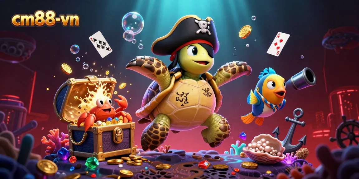 Experience vibrant underwater treasures with the cm88-vn casino illustration featuring rich characters and dynamic gaming elements.