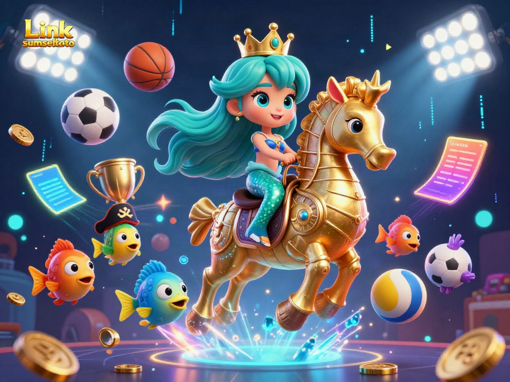 Experience thrilling sports betting with Link sumseltoto as a vibrant mermaid and seahorse adventure unfolds.