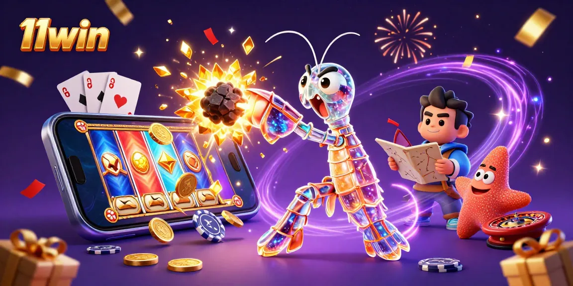 Experience thrilling wins at 11win with vibrant casino imagery and game elements.