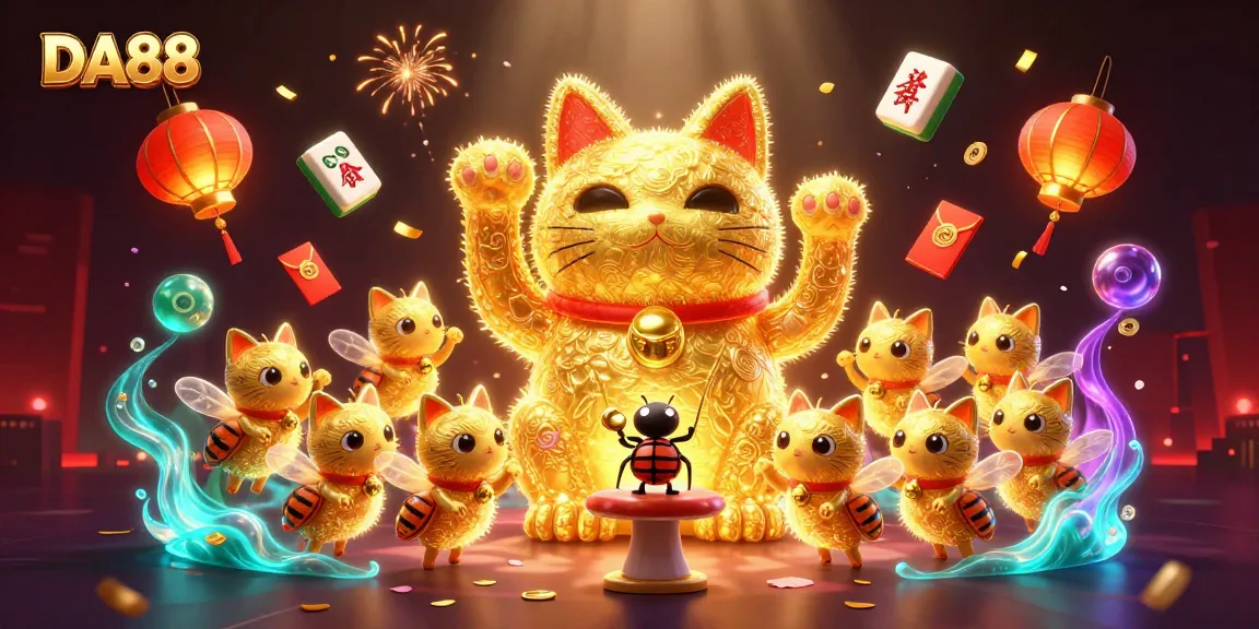 Experience the electrifying thrill of DA88 through a vibrant casino scene with lucky symbols.
