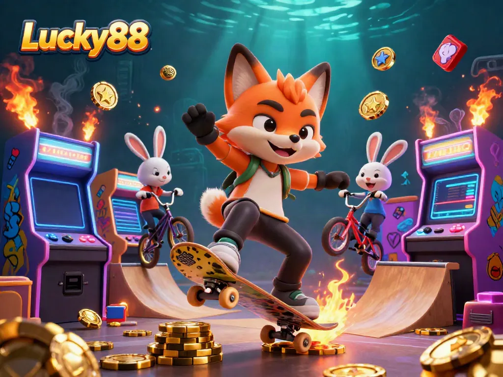 Experience the excitement of Lucky88 with vibrant characters and dazzling casino elements.