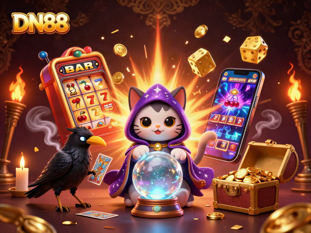 DN88 advances to gaming greatness with a mystic cat, raven, and explosive casino jackpot.