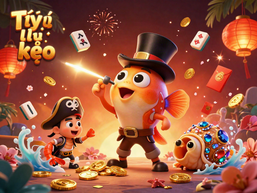 Engage with Tỷ lệ kèo as cartoon sea creatures attract coins in a vibrant casino scene.