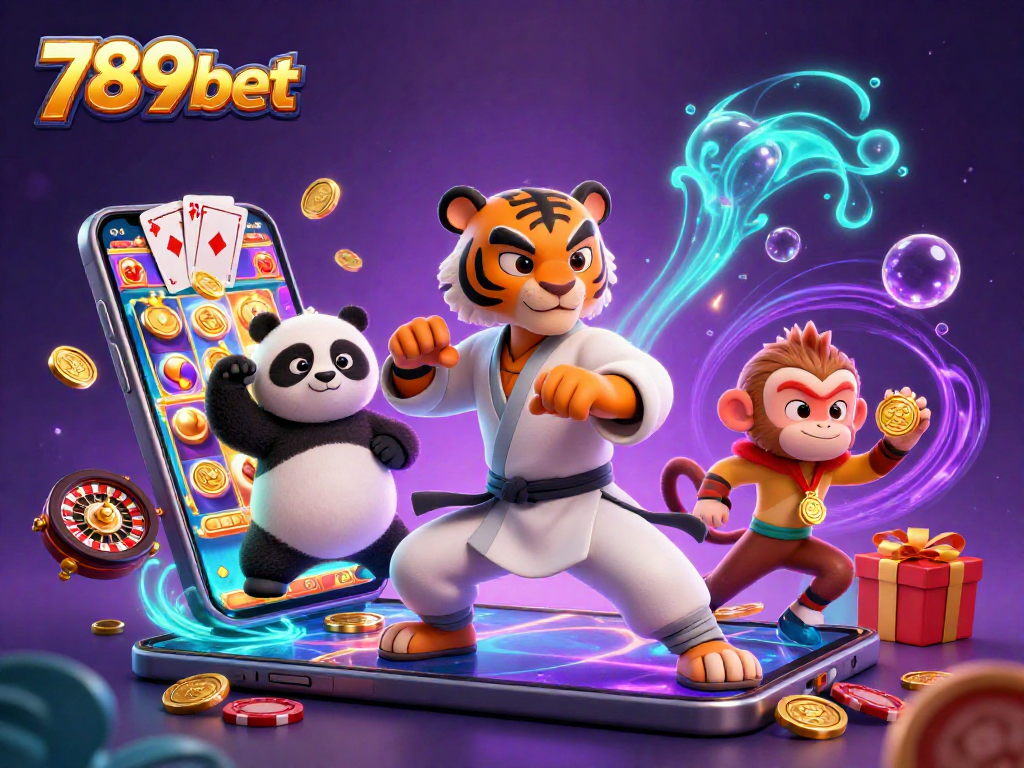 Engage with exciting gameplay at 789bet, featuring a kung fu tiger master and casino elements