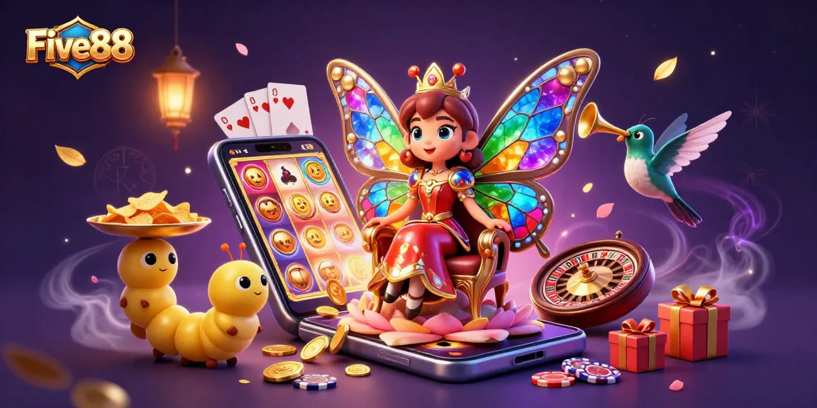 Experience thrilling gameplay with Five88's colorful slot games and vibrant casino elements.