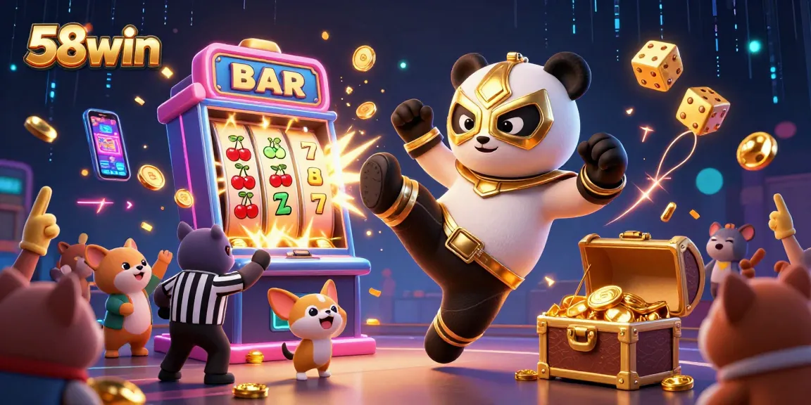 Experience thrilling action with 58win's exciting slot machine jackpot explosion in a dynamic casino scene.