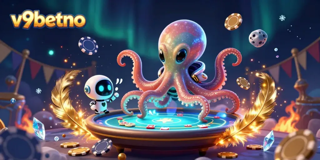Join the thrilling gaming action with v9betno and an alien octopus at the holographic poker table.