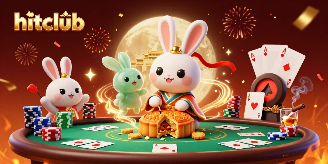 Hitclub scene with a rabbit and casino elements showcasing rich poker action and festive atmosphere.