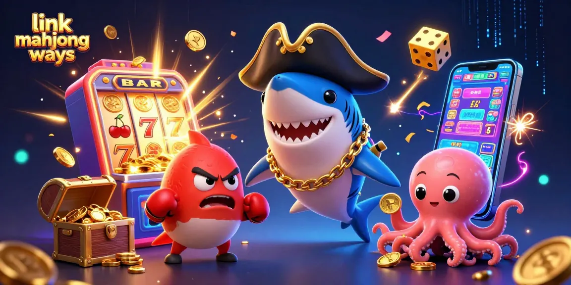 Engage with "link mahjong ways" while enjoying a vibrant 3D illustration of cartoon casino characters winning big!