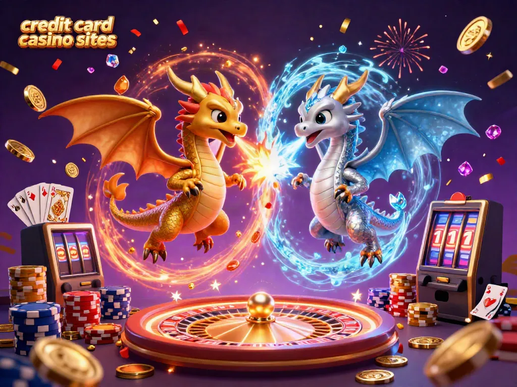 Experience thrilling gameplay at credit card casino sites with rich imagery of dragons and casino elements.