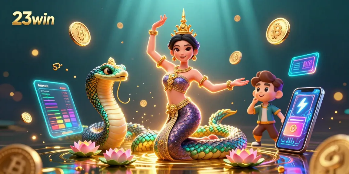 Experience the thrilling games at 23win while enjoying captivating visuals of a vibrant casino scene.