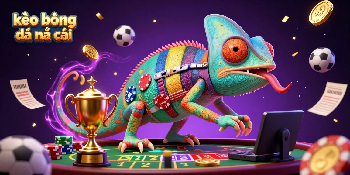 Experience the excitement of kèo bóng đá nhà cái through a vibrant sports betting illustration filled with dynamic elements.