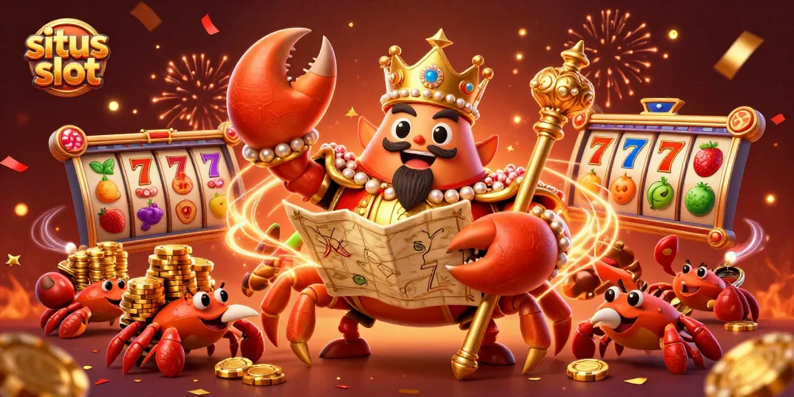 Spin the reels on situs slot with golden crab emperor, vibrant symbols, and thrilling jackpot elements.
