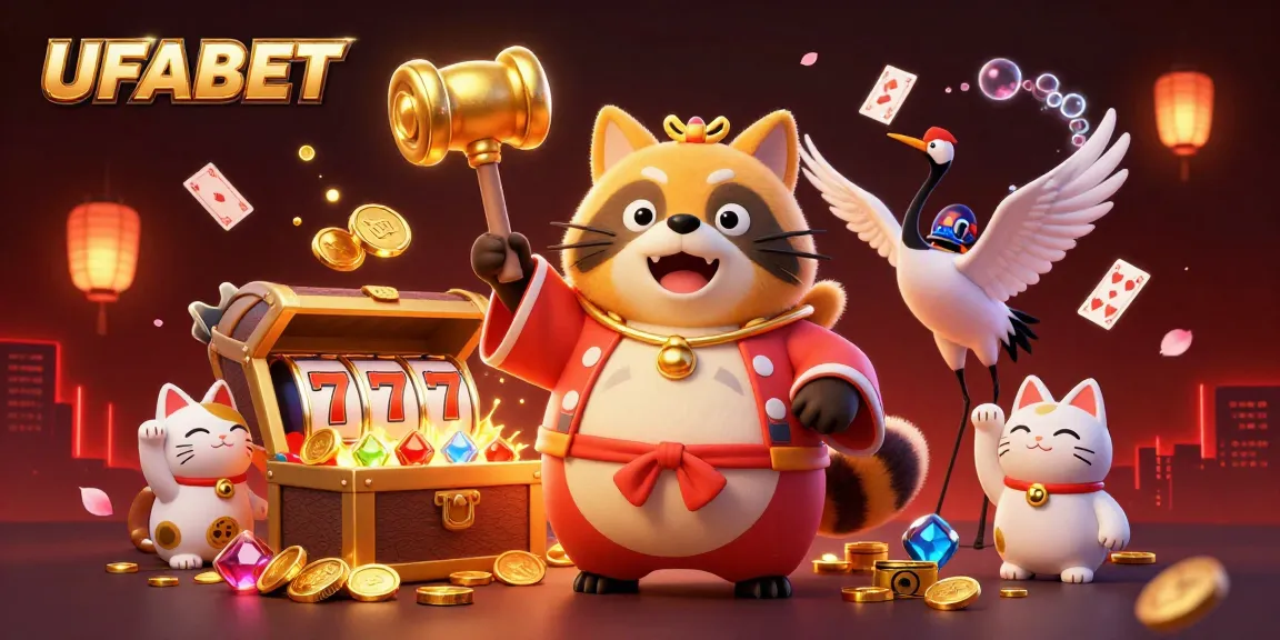 Experience thrilling gambling action at UFABET with joyful characters and vibrant slot games filled with excitement.