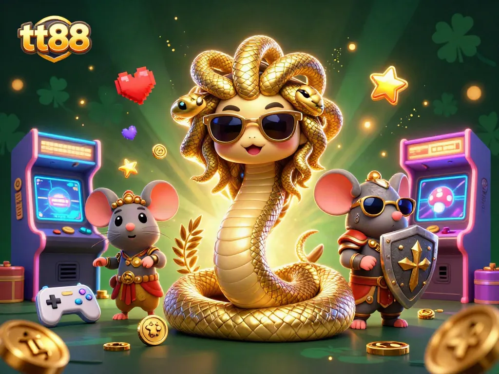 Play fun games at tt88 with Medusa and a warrior mouse in a colorful casino scene!