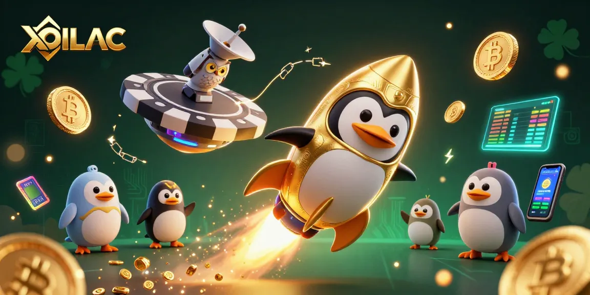 Watch XOILAC's golden penguin rocket through space, bringing winning excitement to the casino!
