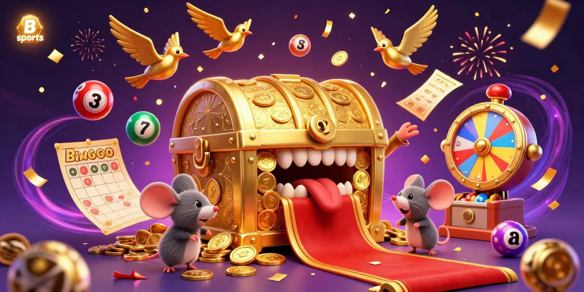 B sports offers dynamic gambling excitement with colorful lottery elements and rich visuals in a vibrant casino scene.
