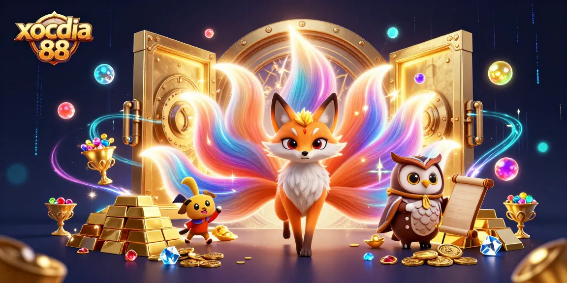 Experience thrilling action at xocdia 88 with a vibrant 3D casino-themed illustration showcasing games and excitement.