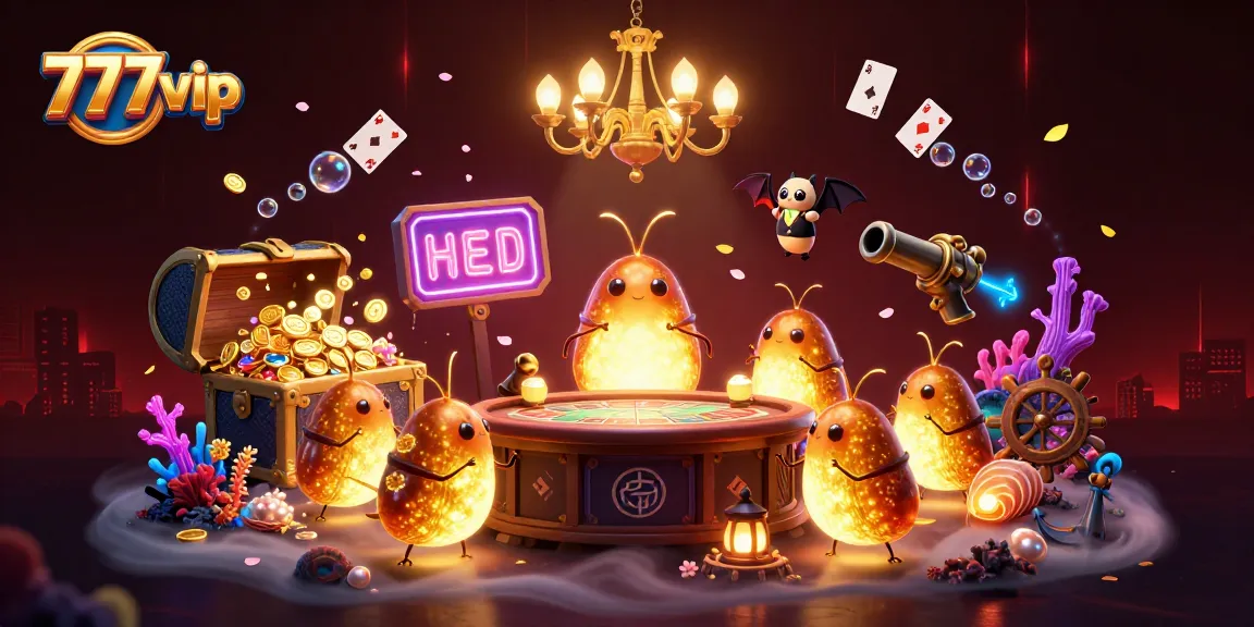 Engage in winning strategies at 777vip, illuminated by glowworms and a bat dealer in a vibrant casino.