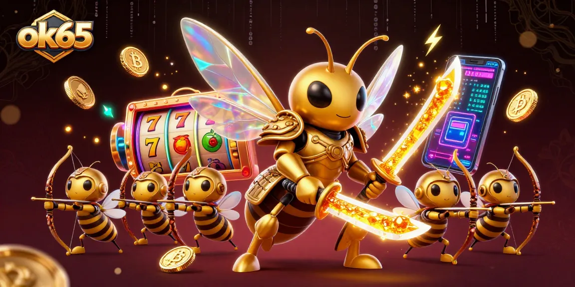 Engage in thrilling slot games with ok65, featuring vibrant 3D hornet and bee warriors