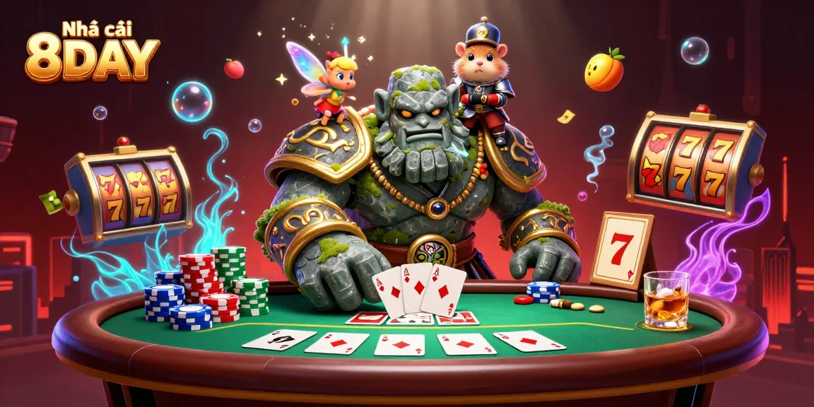 Engage in thrilling gaming adventures at Nhà cái 8DAY with exciting jackpot slots and vibrant casino elements.