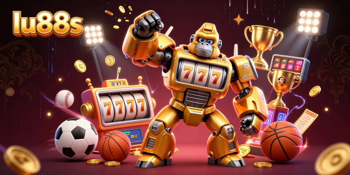 Experience action at lu88s with a vibrant 3D gorilla mech and dynamic sports elements.