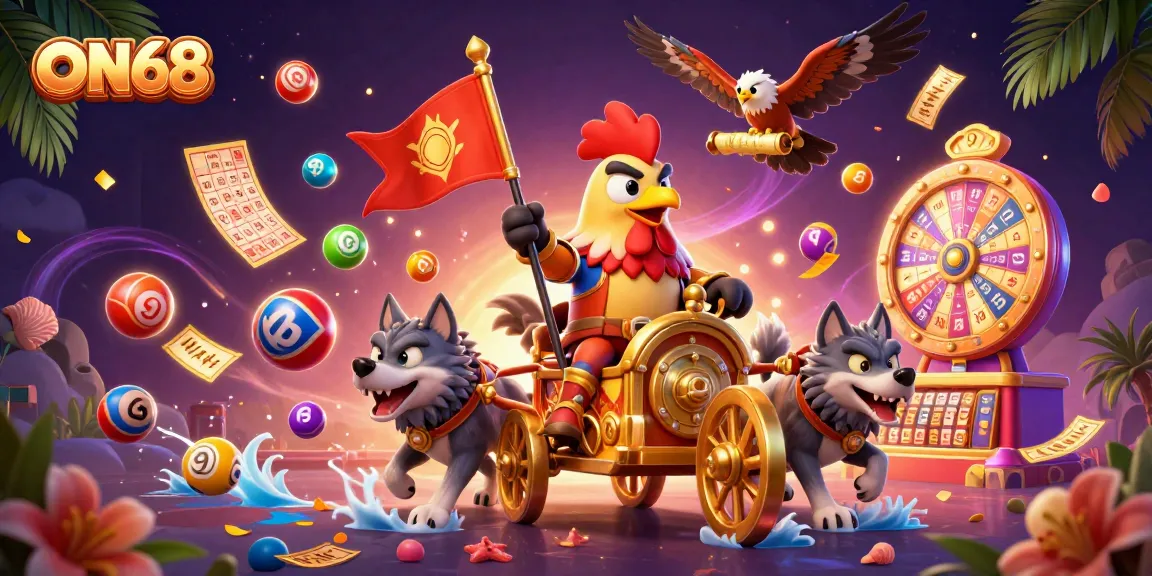 Experience thrilling gameplay at ON68 with the rooster warlord leading a dynamic battlefield scene.