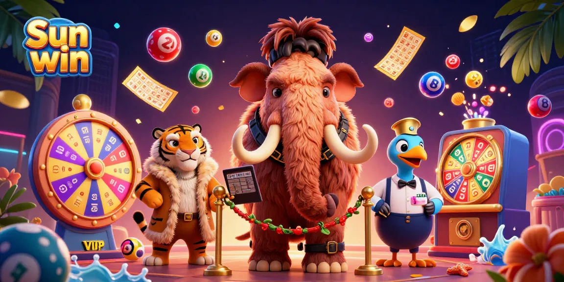Enjoy the thrilling Sun win lottery experience with vibrant colors and 3D characters in action.