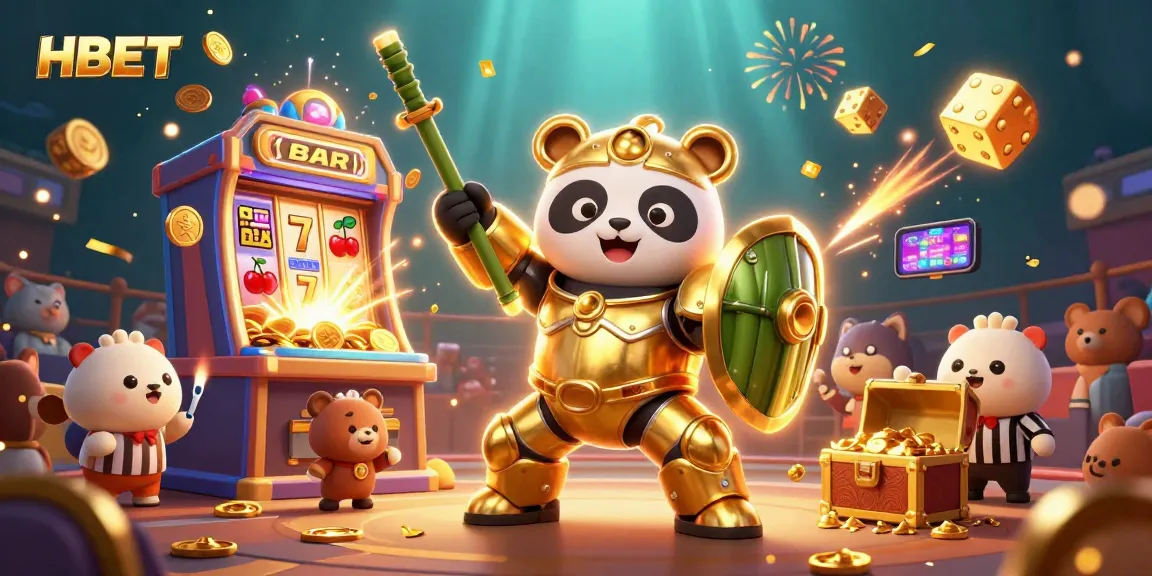 Experience thrilling jackpots with HBET's dynamic 3D casino scene featuring vibrant game elements.