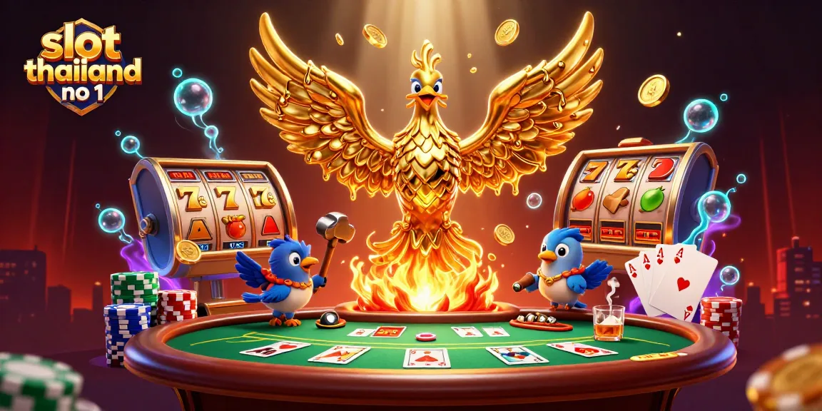 Spin the reels for thrills at slot thailand no 1 featuring a vibrant phoenix and dynamic casino elements.
