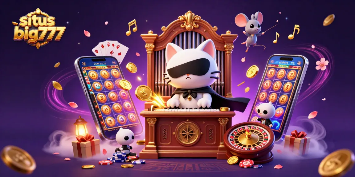 Experience the thrills at situs big777 with 3D characters amidst vibrant slot game elements and magical energy.