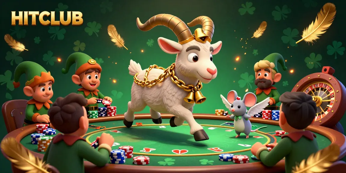 Join the action at HITCLUB as mischievous elves steal poker chips in a vibrant casino scene.