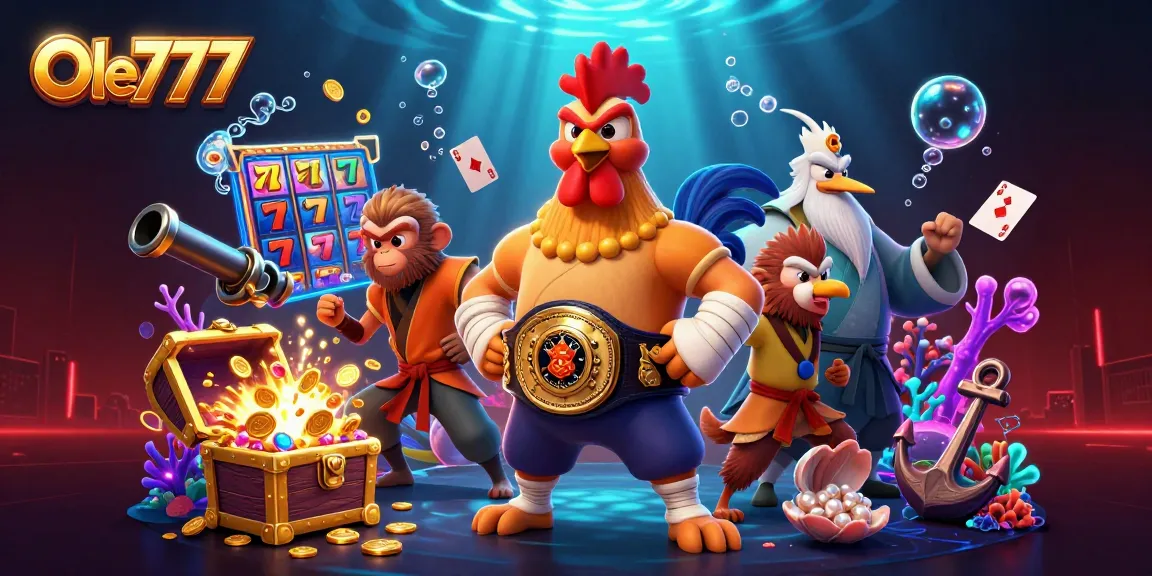 Experience thrilling wins at Ole777 in this vibrant 3D casino illustration featuring exciting gaming elements.